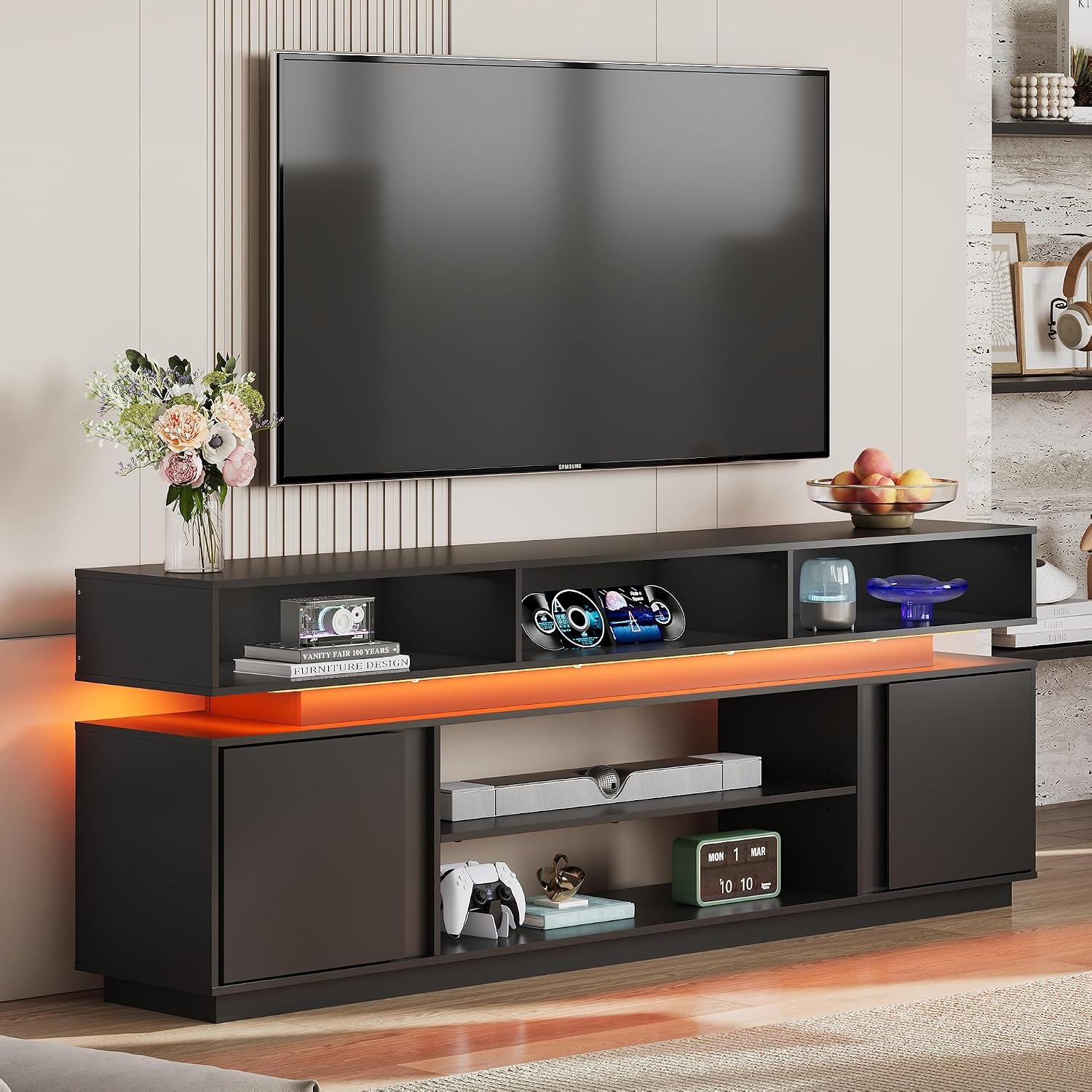 Gaming Console Entertainment Center - Modern TV Stand for 75 Inch