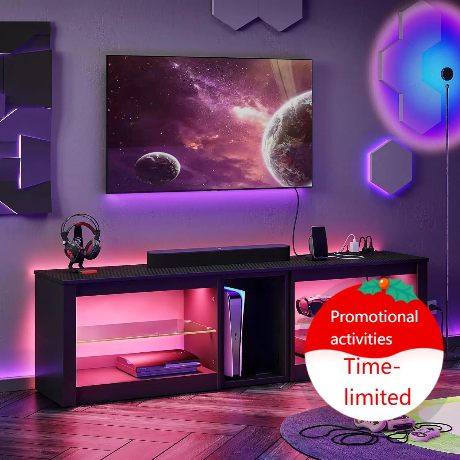 Gaming Console Entertainment Center - Entertainment Center for PS5 TV Stand