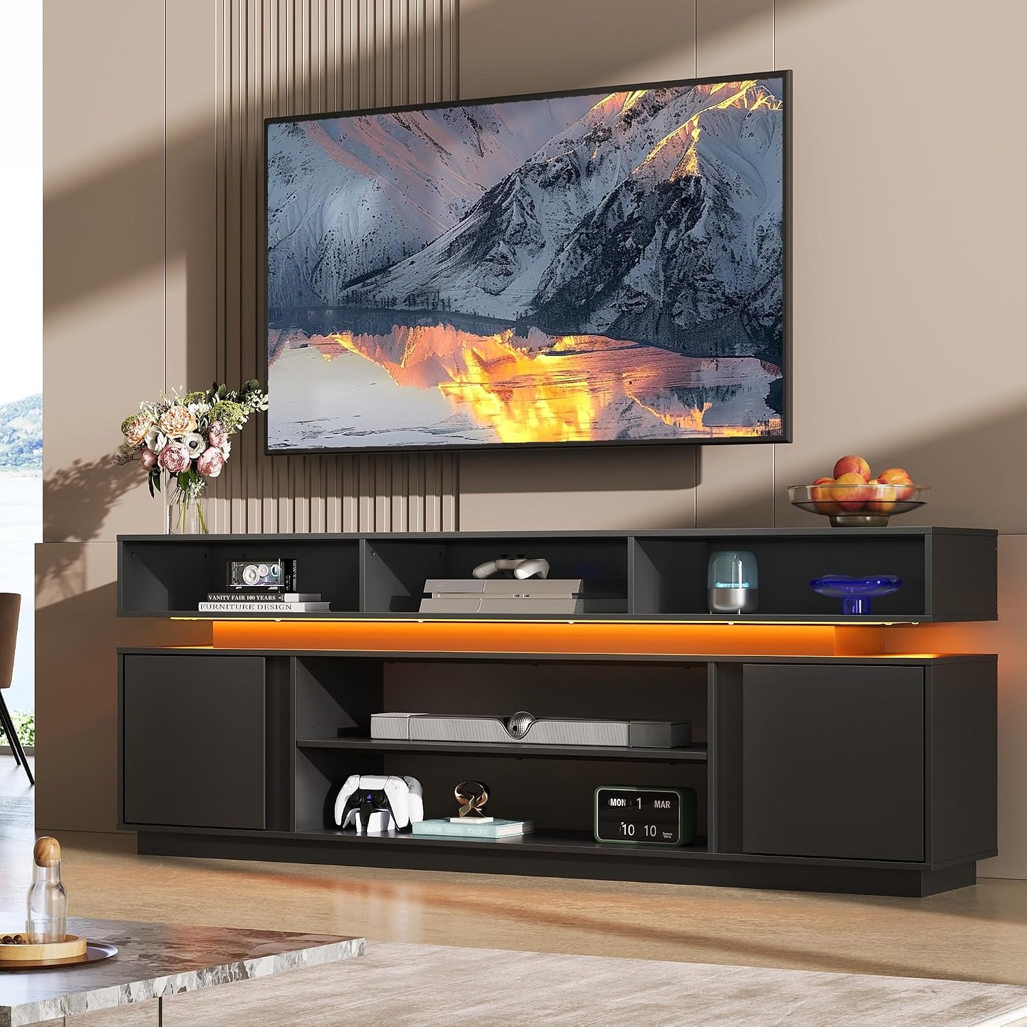 Modern TV Stand for 75 Inch TV - Gaming Console Entertainment Center recension och pris
