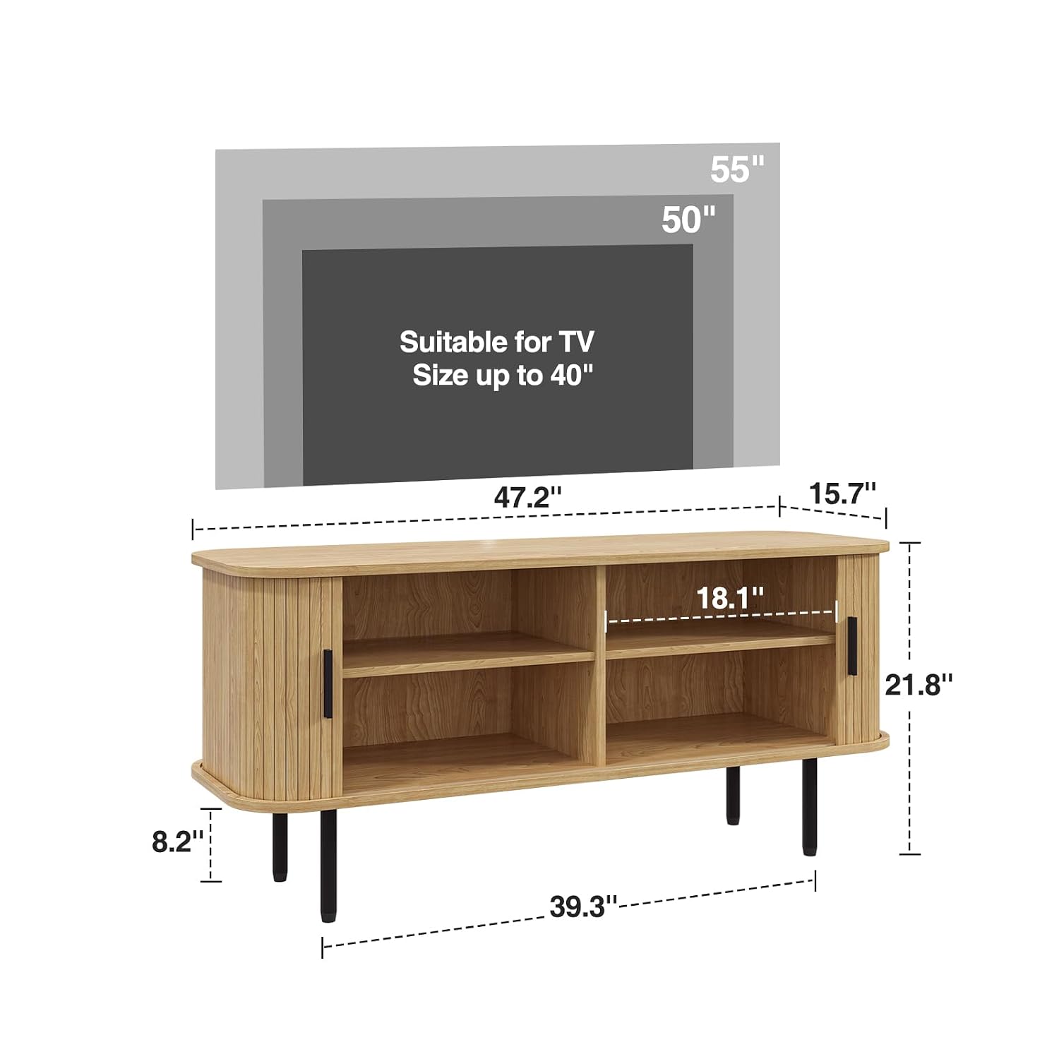 Natural Fluted TV Stand for 60 - Gaming Console Entertainment Center recension och pris