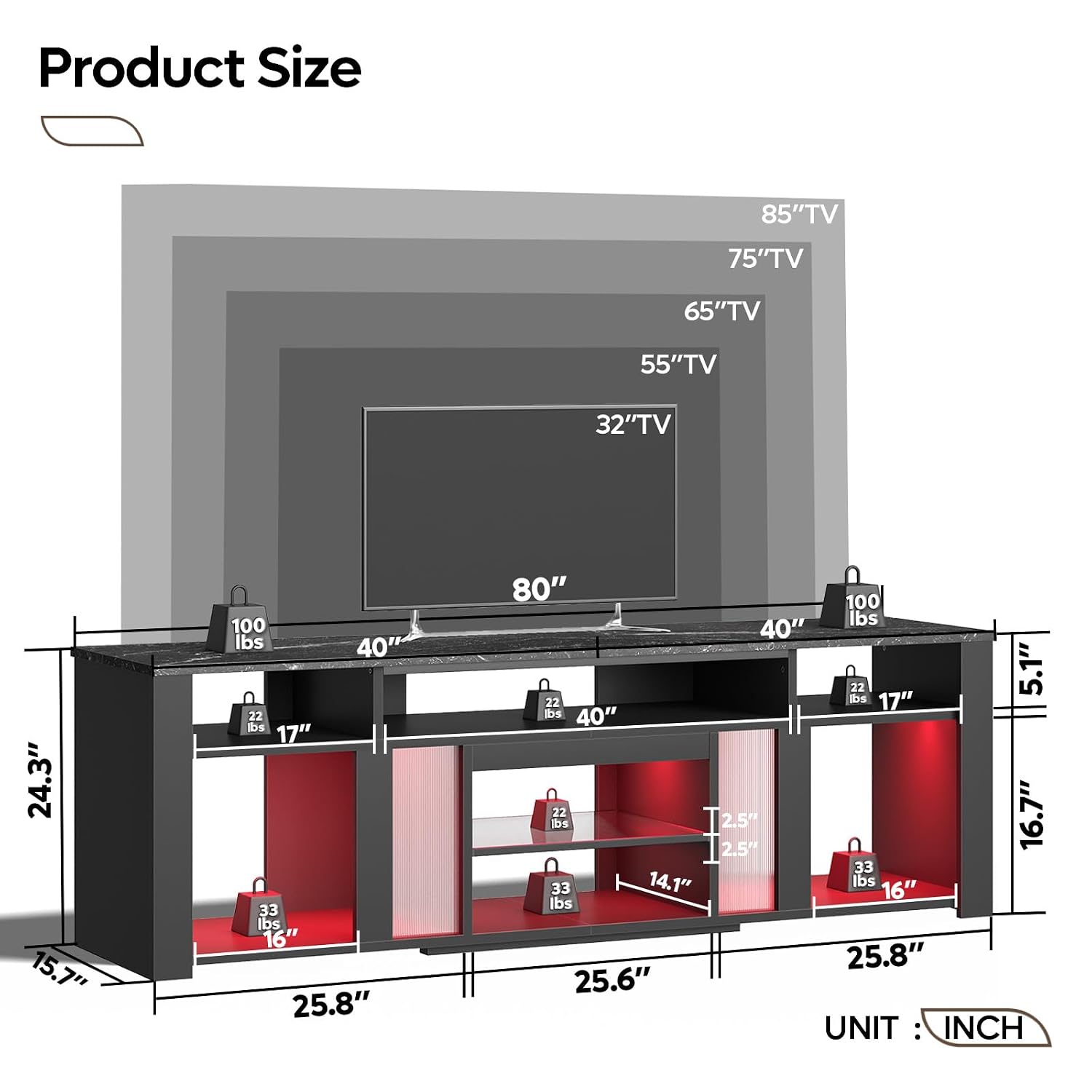 80 Inch TV Stand Entertainment - Gaming Console Entertainment Center recension och pris