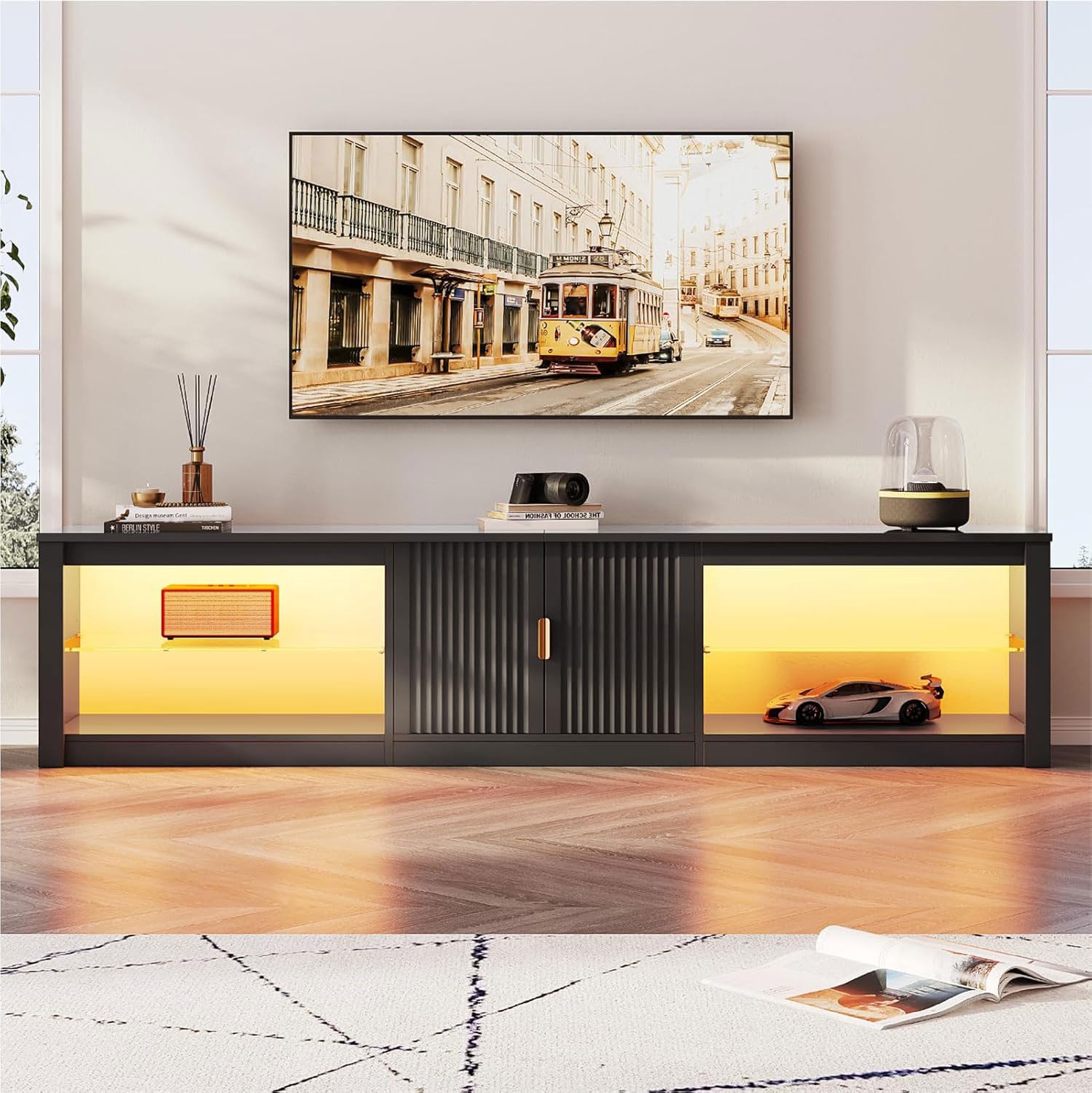 80 Inch TV Stand for 75-90 Inc - Gaming Console Entertainment Center recension och pris