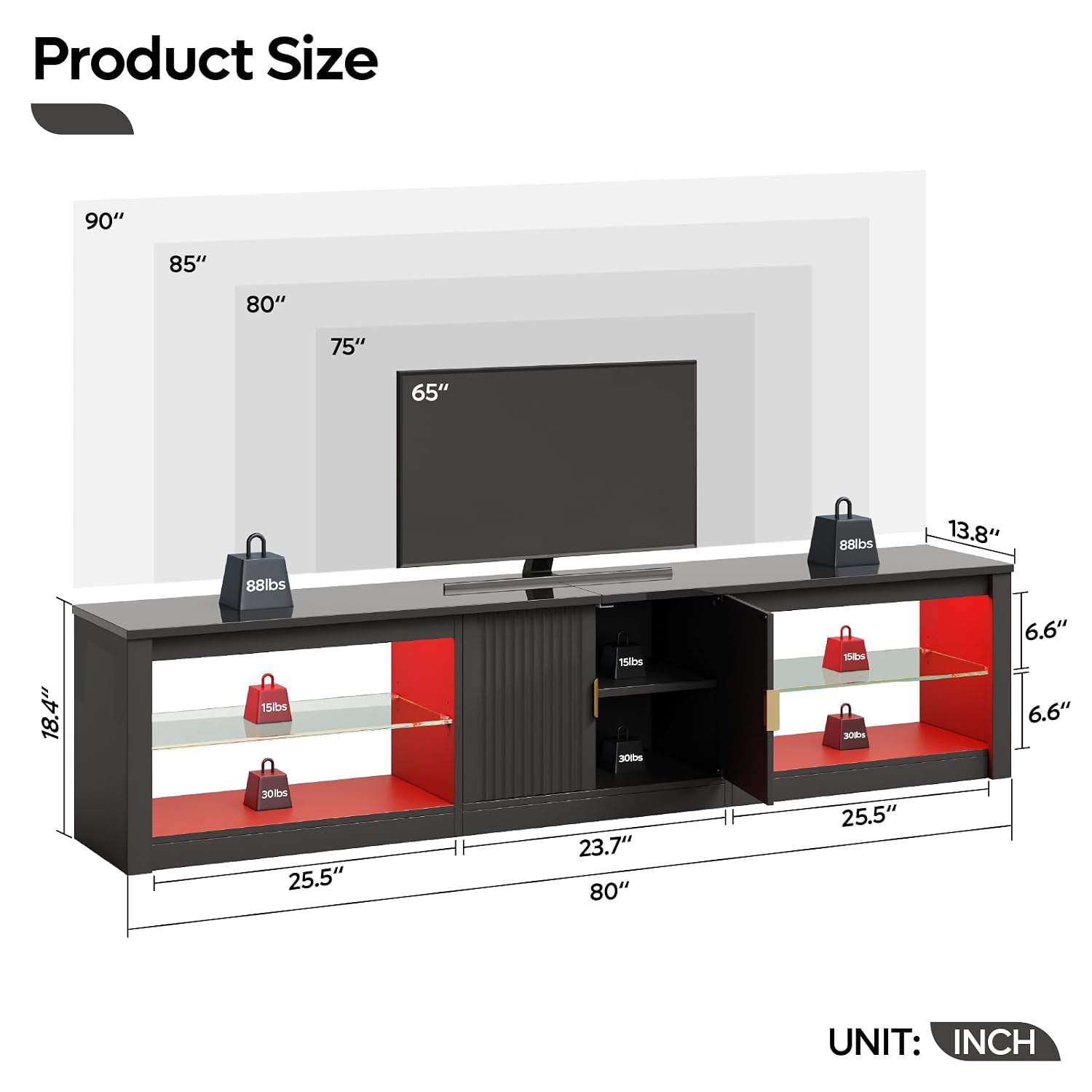 80 Inch TV Stand for 75-90 Inc - Gaming Console Entertainment Center recension och pris