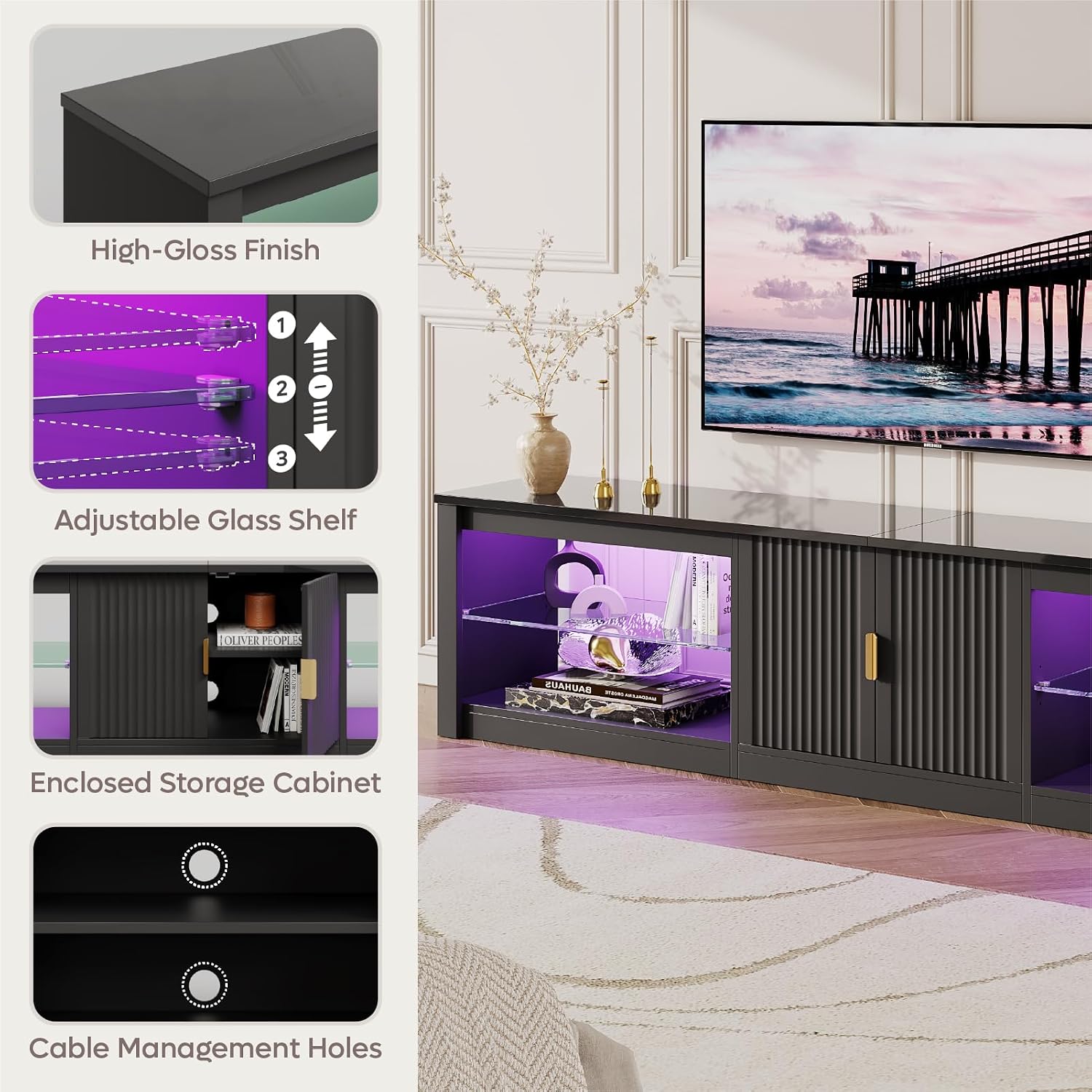 80 Inch TV Stand for 75-90 Inc - Gaming Console Entertainment Center recension och pris
