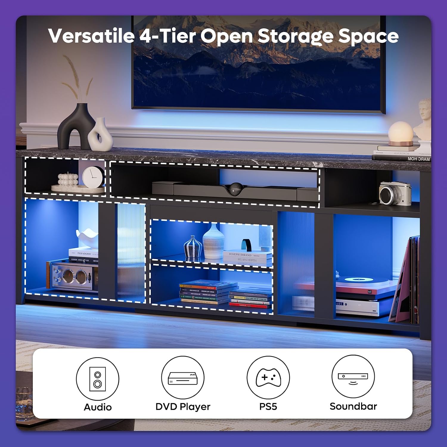 80 Inch TV Stand for 85 Inch T - Gaming Console Entertainment Center recension och pris