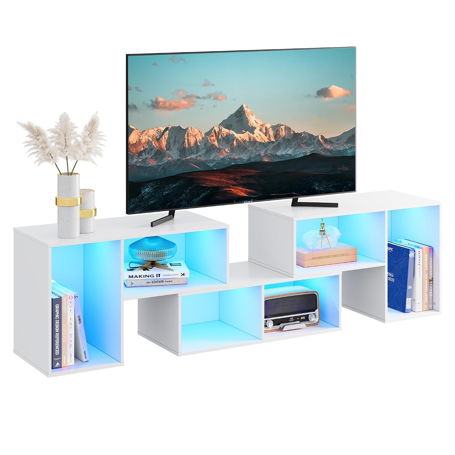 Deformable TV Stand with LED S - Gaming Console Entertainment Center recension och pris