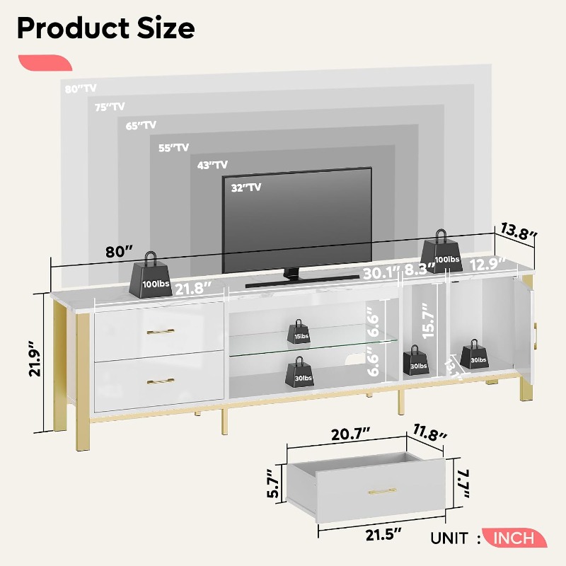 Bestier TV Stand for 75/80/85  - Gaming Console Entertainment Center recension och pris