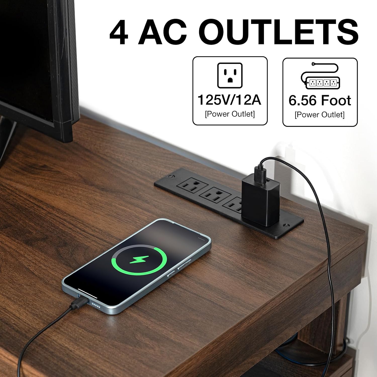 LED TV Stand with Power Outlet - Gaming Console Entertainment Center recension och pris