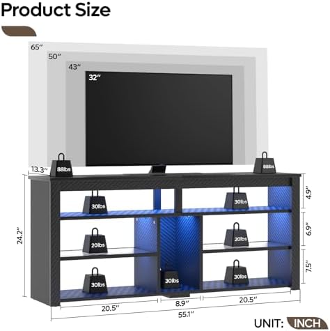 LED Tall TV Stand, Entertainme - Gaming Console Entertainment Center recension och pris