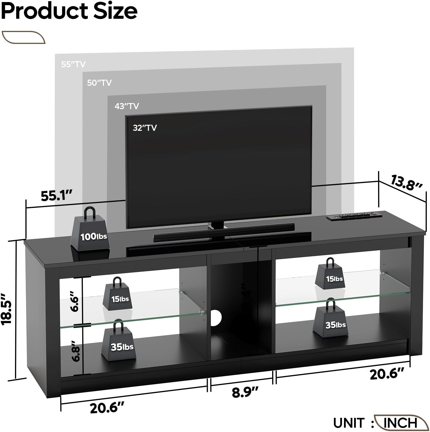 Led Tv Stand Fits 55 60 65 Inc - Gaming Console Entertainment Center recension och pris