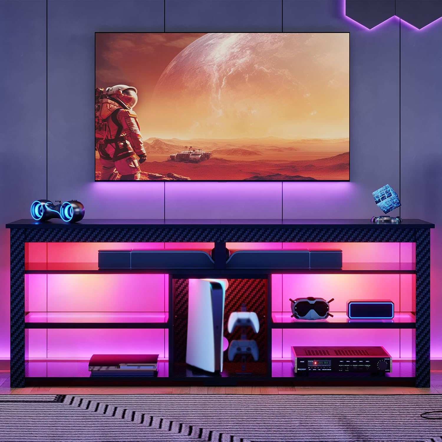 TV Stand for 70 inch TV, Tall  - Gaming Console Entertainment Center recension och pris
