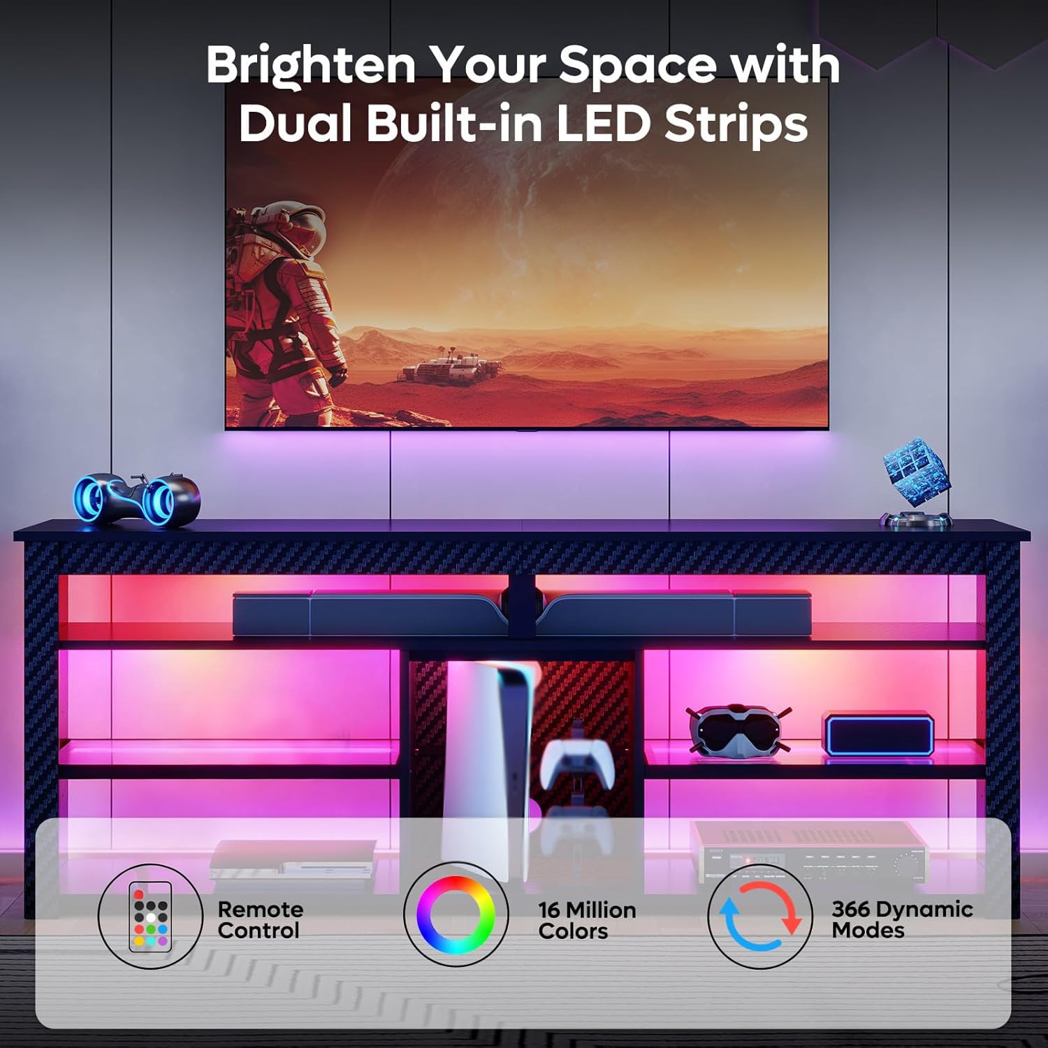 TV Stand for 70 inch TV, Tall  - Gaming Console Entertainment Center recension och pris