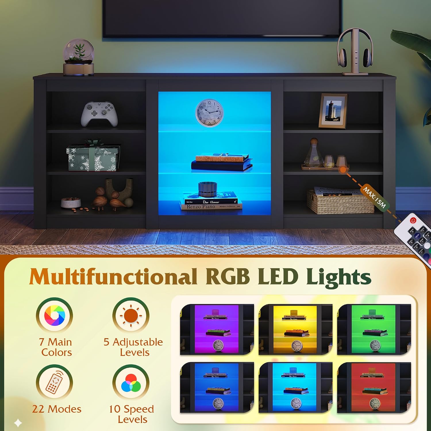 Modern TV Stand Entertainment  - Gaming Console Entertainment Center recension och pris