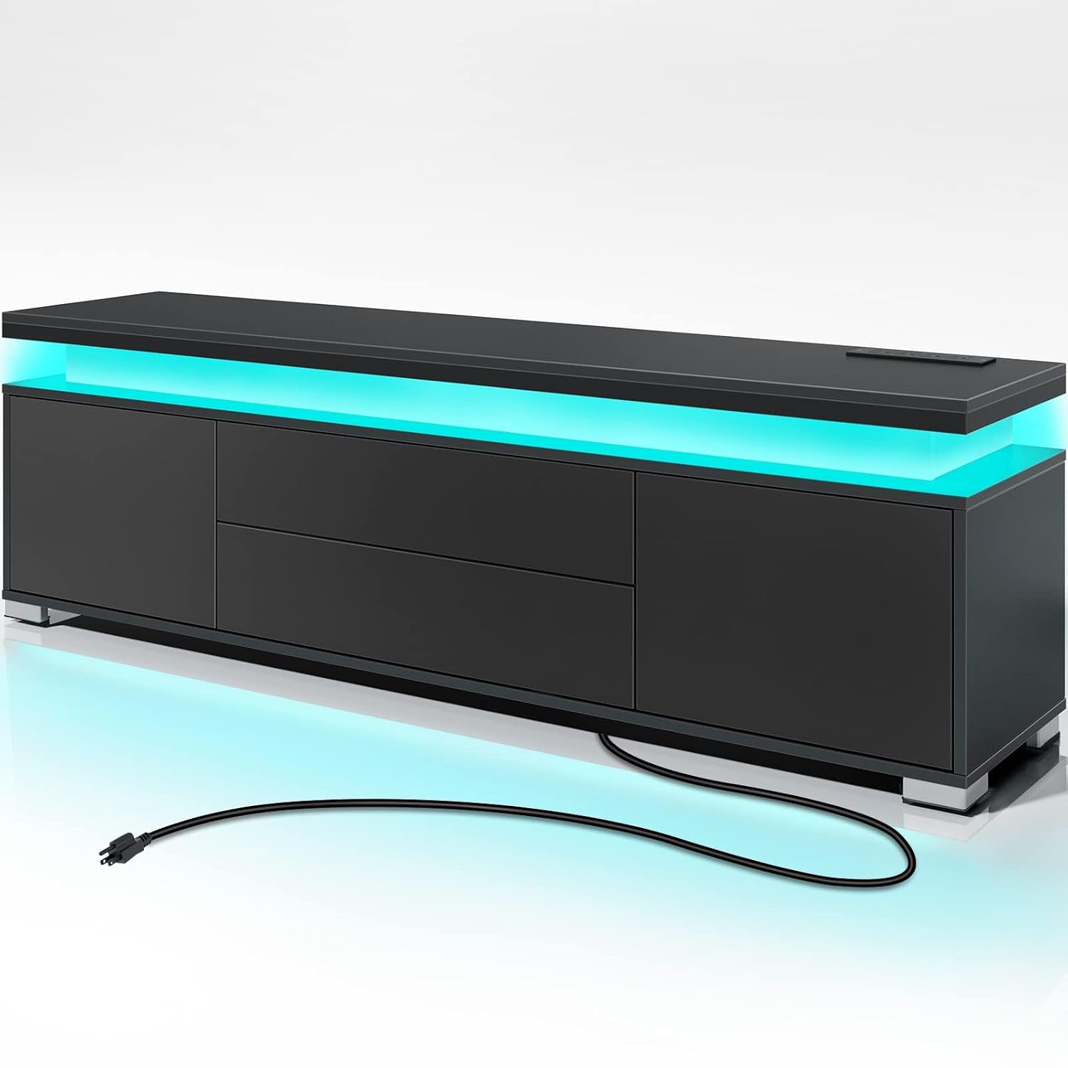 TV Stand with Power Outlet & L - Gaming Console Entertainment Center recension och pris