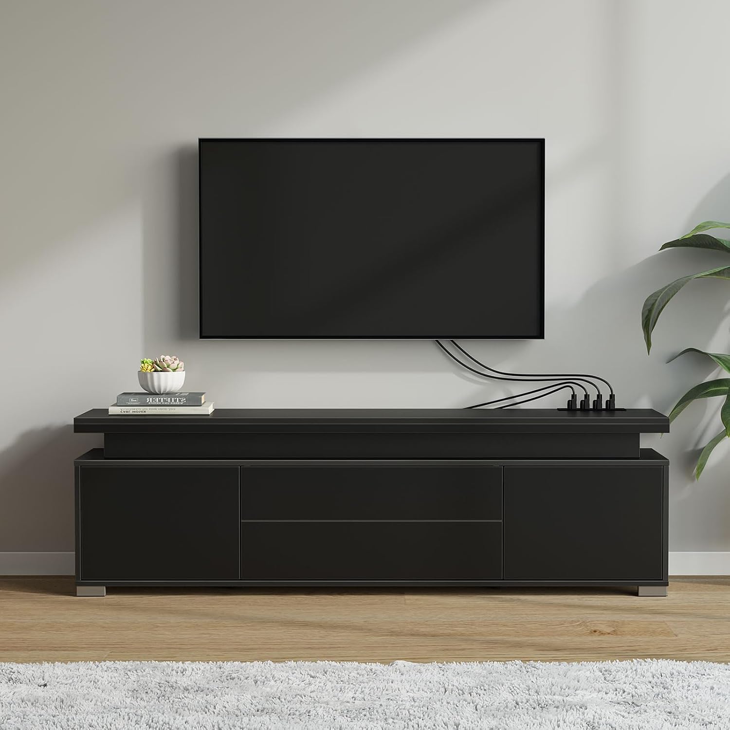 TV Stand with Power Outlet & L - Gaming Console Entertainment Center recension och pris