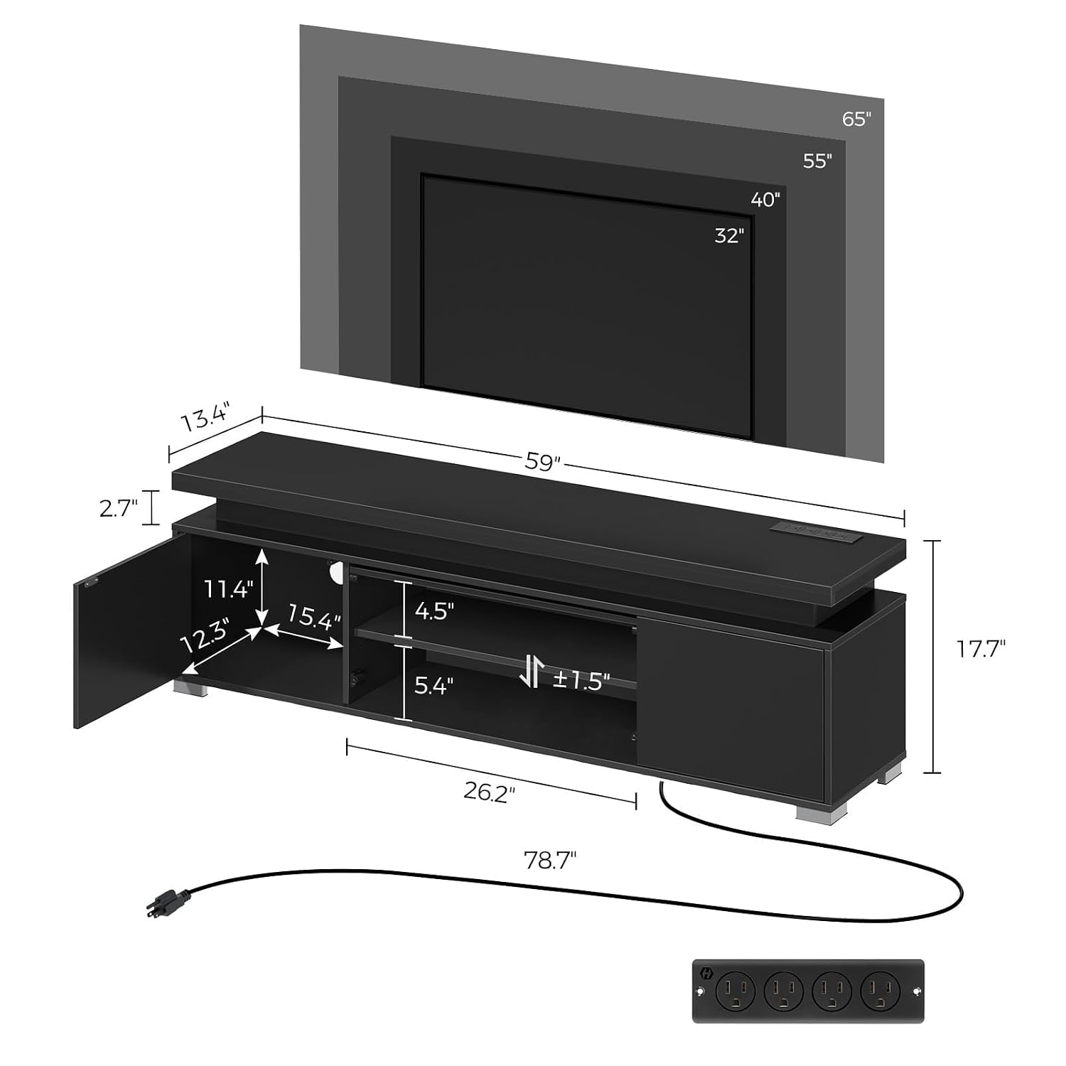 TV Stand with Power Outlet & L - Gaming Console Entertainment Center recension och pris