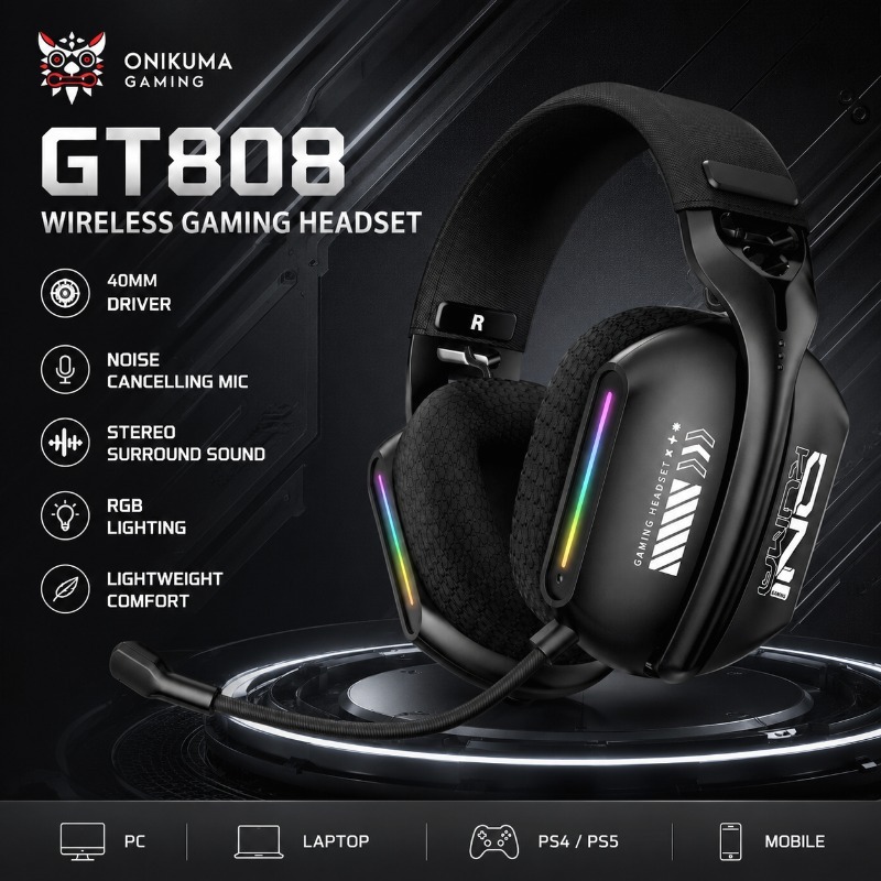 ONIKUMA GT808 Gaming Headset W - Gaming Console Apple recension och pris