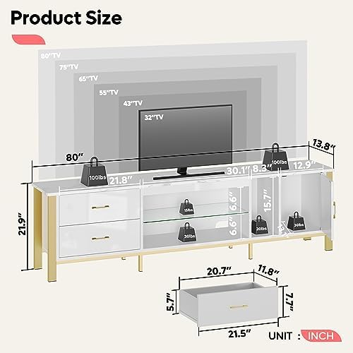TV Stand for 75/80/85 inch TVs - Gaming Console Entertainment Center recension och pris