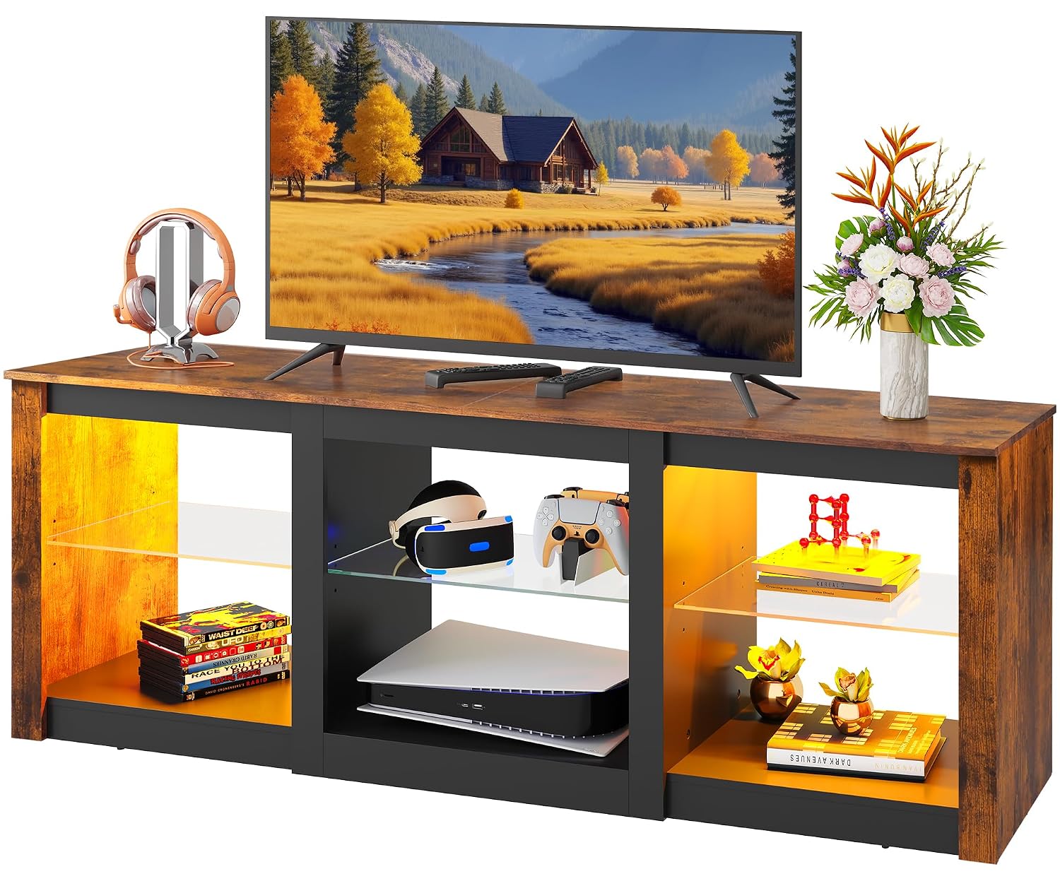 LED TV Stand Entertainment Cen - Gaming Console Entertainment Center recension och pris