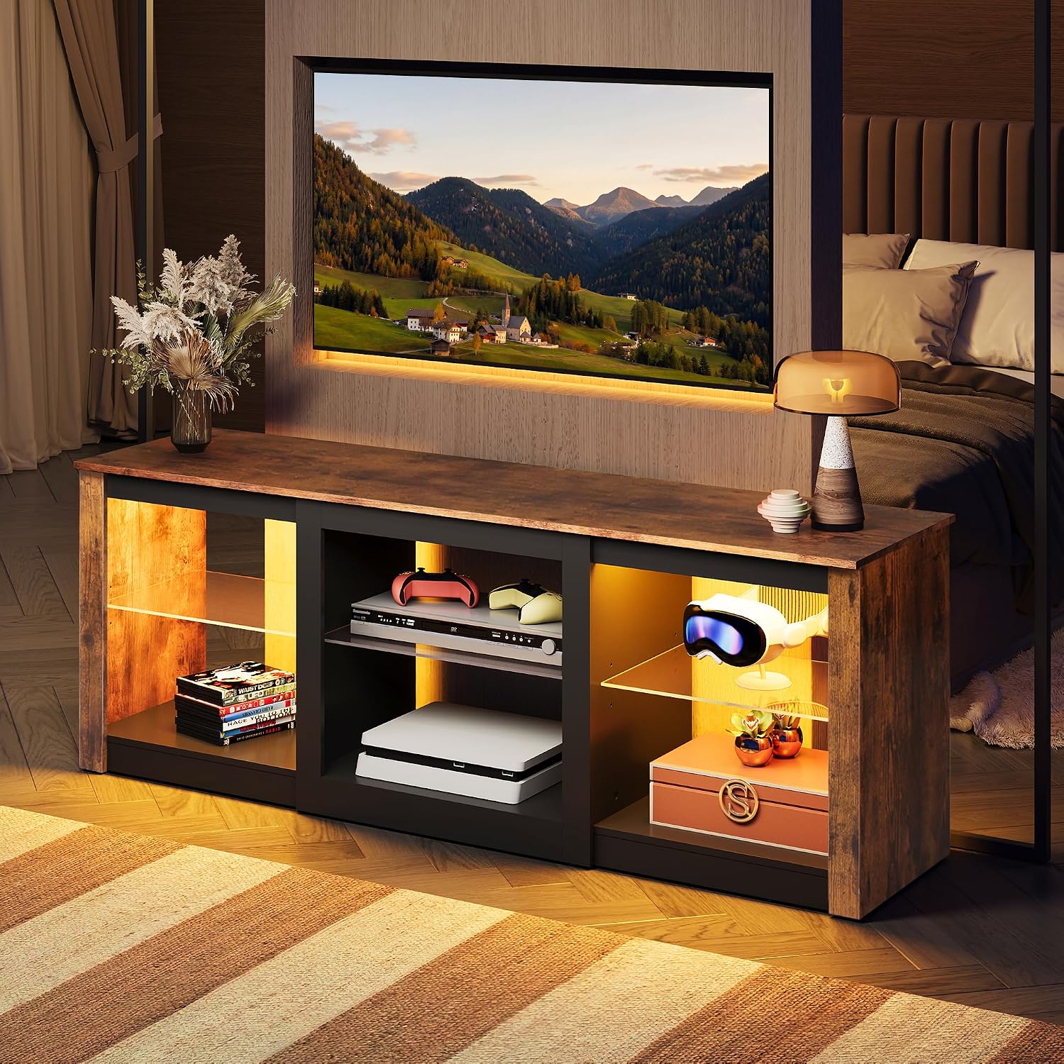 LED TV Stand Entertainment Cen - Gaming Console Entertainment Center recension och pris